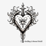 Heart and Dagger Tattoo Coloring Pages 1