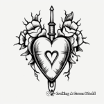 Heart and Dagger Tattoo Coloring Pages 2