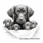 Heartwarming Mother Black Lab and Puppies Coloring Pages 1