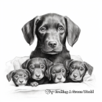 Heartwarming Mother Black Lab and Puppies Coloring Pages 2