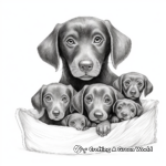Heartwarming Mother Black Lab and Puppies Coloring Pages 3