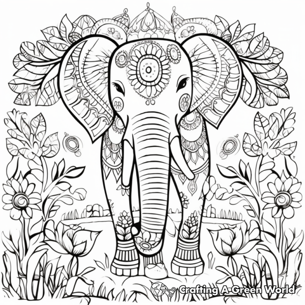 Henna Elephant Coloring Pages - Free &amp; Printable!