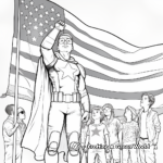 Heroes Saluting American Flag Coloring Pages 1