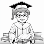 High School Graduation Cap and Gown Coloring Page 1