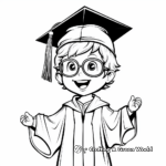 High School Graduation Cap and Gown Coloring Page 2