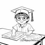 High School Graduation Cap and Gown Coloring Page 3