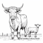 Highland Cow Family Coloring Pages: Bull, Cow, and Calf 2