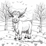 Highland Cow in Different Seasons Coloring Pages 4