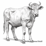 Highly Detailed Brahman Cow Coloring Pages for Adults 1