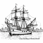 Historic Mayflower Ship Coloring Pages 4
