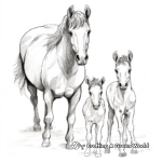 Horse Family Coloring Pages: Stallion, Mare, and Foal 1