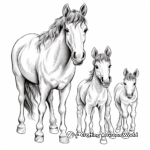 Horse Family Coloring Pages: Stallion, Mare, and Foal 2