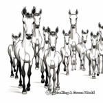Horses and their Foals: Herd Coloring Pages 1