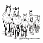 Horses and their Foals: Herd Coloring Pages 3