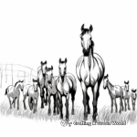 Horses and their Foals: Herd Coloring Pages 4