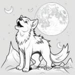 Howling Wolf at the Moon Coloring Sheets 2