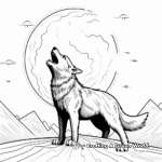 Howling Wolf at the Moon Coloring Sheets 4