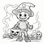Humorous Skeleton Trick or Treat Coloring Pages 1