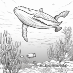 Humpback Whale with Coral Reef Background Coloring Pages 1