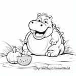 Hungry Hippo Eats Watermelon Coloring Pages 1