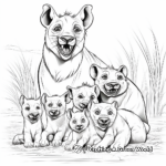 Hyena Family Coloring Pages: Male, Female, and Cubs 1