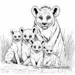 Hyena Family Coloring Pages: Male, Female, and Cubs 3