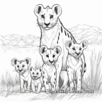 Hyena Family Coloring Pages: Male, Female, and Cubs 4