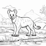 Hyenas in the Savanna: Nature-Scene Coloring Pages 1