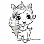 Ice Cream and Rainbow Unicorn Coloring Pages 2