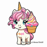 Ice Cream and Rainbow Unicorn Coloring Pages 4
