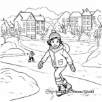 Ice Skating Winter Activities Coloring Pages 2