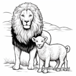 Inspiring Lion Protecting Lamb Coloring Pages 2