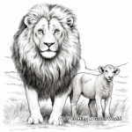 Inspiring Lion Protecting Lamb Coloring Pages 4