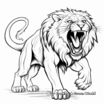 Intensity of a Roar: Roaring Lion Portrayal Coloring Pages 1