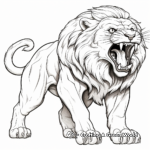Intensity of a Roar: Roaring Lion Portrayal Coloring Pages 3