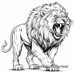 Intensity of a Roar: Roaring Lion Portrayal Coloring Pages 4