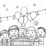 Interactive Balloon Party Birthday Coloring Pages 1