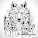 Intricate Alpha Wolf and Pack Coloring Pages 1