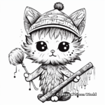 Intricate Cat on Witch Broomstick Coloring Pages 1
