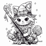 Intricate Cat on Witch Broomstick Coloring Pages 4
