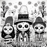 Intricate Day of the Dead Catrinas and Catrines Coloring Pages 3