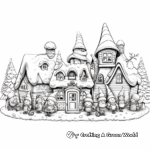 Intricate Gnome Village Christmas Scene Coloring Pages 1