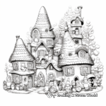 Intricate Gnome Village Christmas Scene Coloring Pages 2