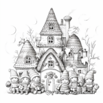 Intricate Gnome Village Christmas Scene Coloring Pages 3