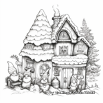 Intricate Gnome Village Christmas Scene Coloring Pages 4