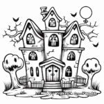 Intricate Gothic Haunted House Coloring Pages 1