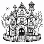 Intricate Gothic Haunted House Coloring Pages 3