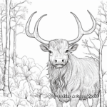 Intricate Highland Cow in the Forest Coloring Pages 2