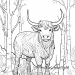 Intricate Highland Cow in the Forest Coloring Pages 4