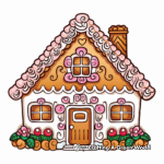 Intricate Icing Design Gingerbread House Coloring Pages 2